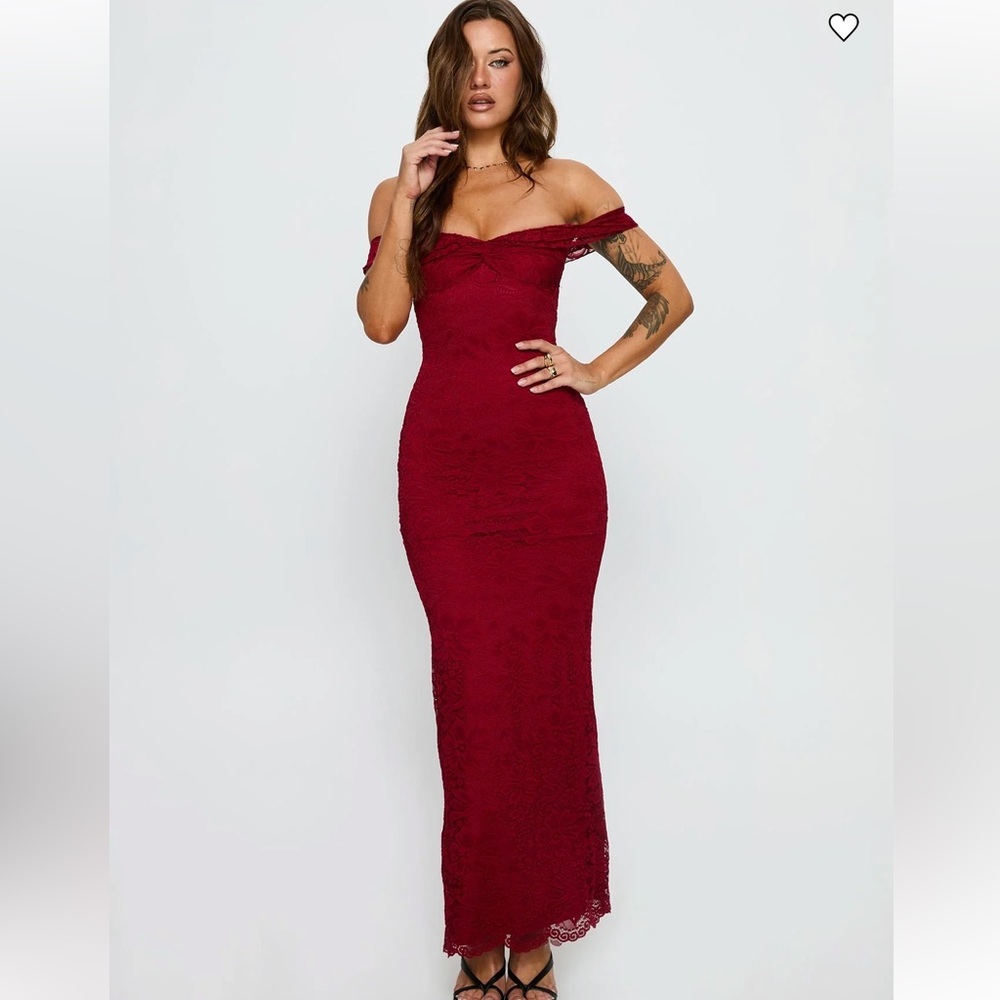 Princess Polly Anabeila Strapless Frill Maxi Dress Red Size 6